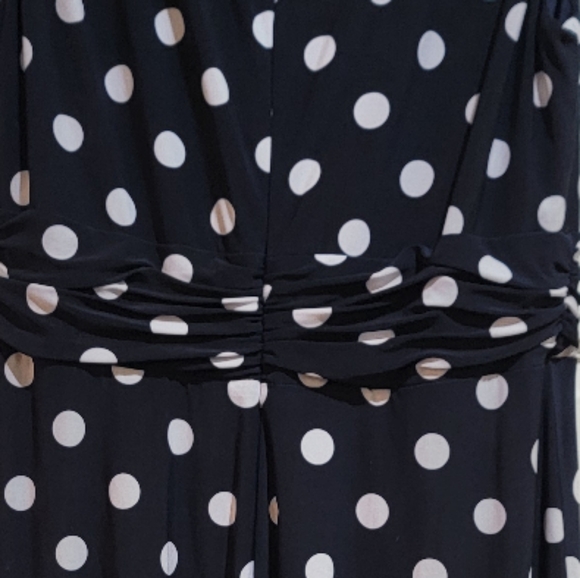 EUC Chap's Women's Cocktail Dress. Navy & White Polka Dot. Size L. - Picture 6 of 6